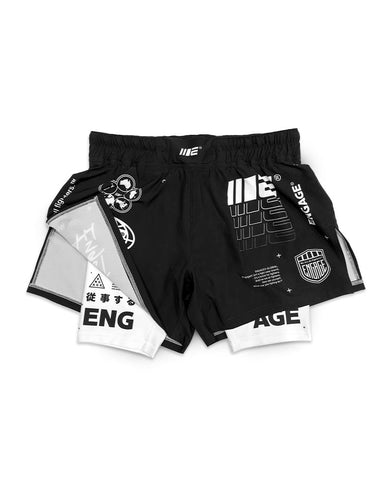 Engage Billboard 2 in 1 Fight Shorts - Black