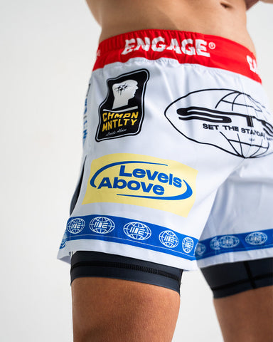 Racer (White) 2-in-1 Hybrid Shorts