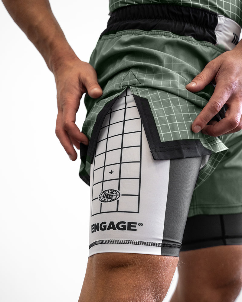 Olive Graph 2-in-1 Hybrid Shorts