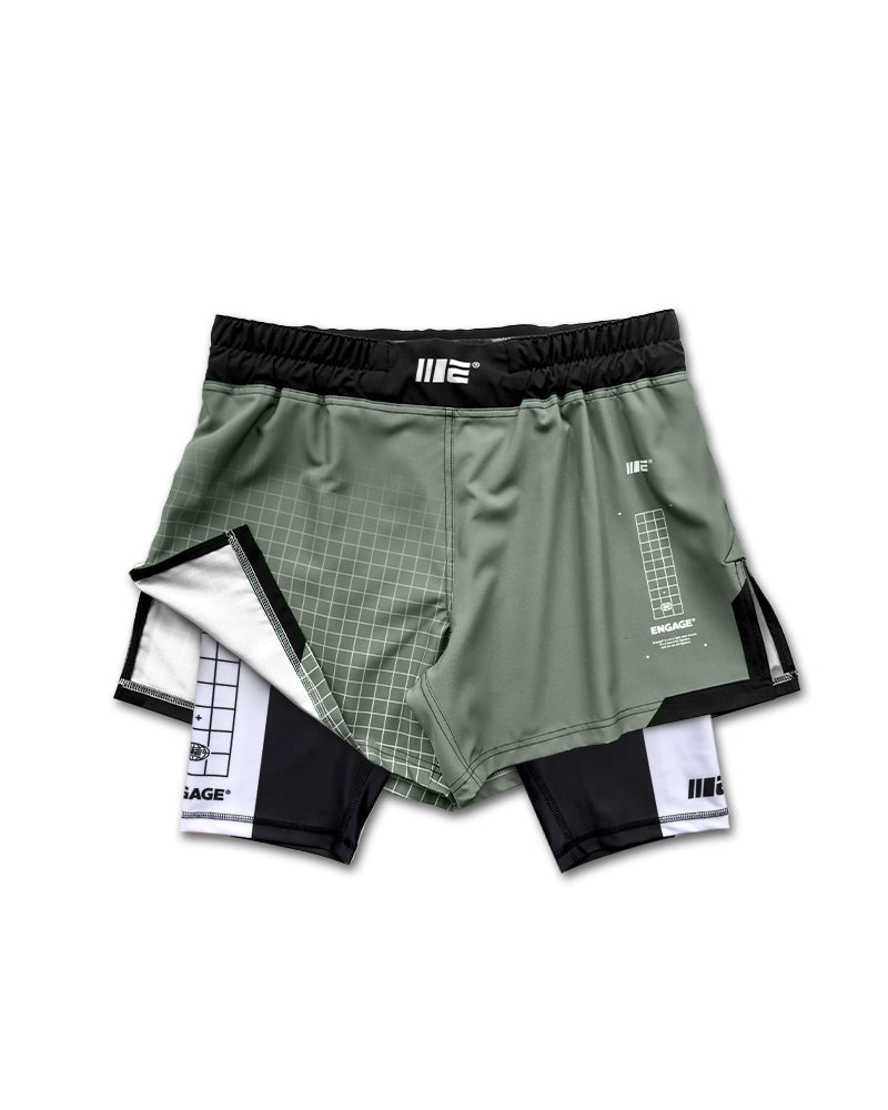 Olive Graph 2-in-1 Hybrid Shorts