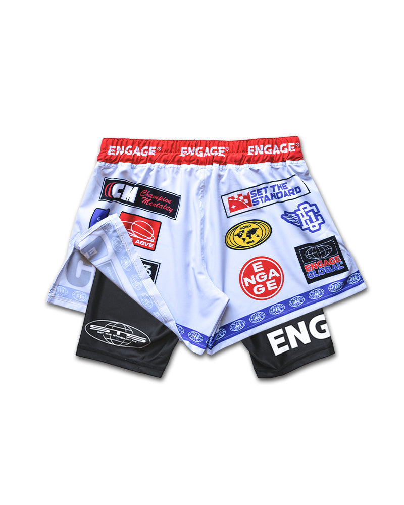 Racer (White) 2-in-1 Hybrid Shorts