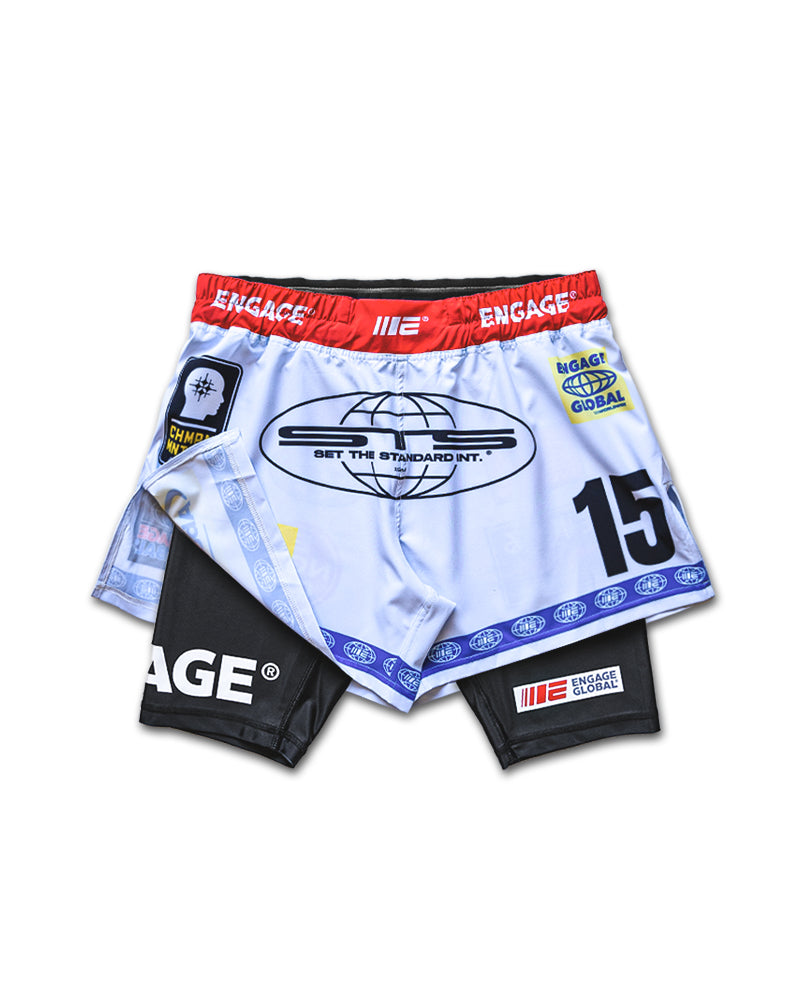 Racer (White) 2-in-1 Hybrid Shorts