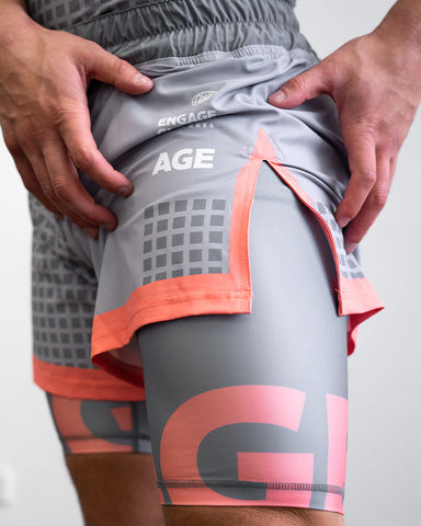 Grid Tech (Grey) 2-in-1 Hybrid Shorts