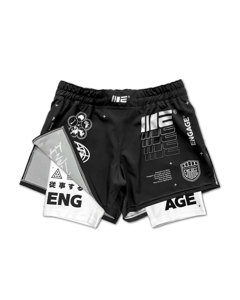 Engage Billboard 2 in 1 Fight Shorts - Black