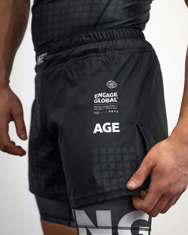 Grid Tech (Black) 2-in-1 Hybrid Shorts