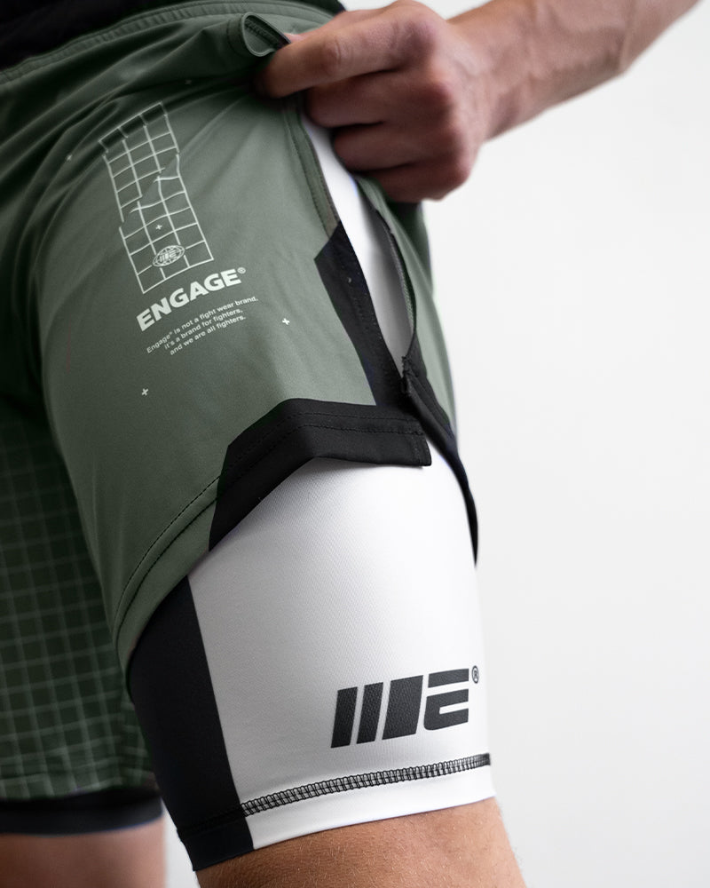 Olive Graph (Olive) 2-in-1 Gladiator Shorts