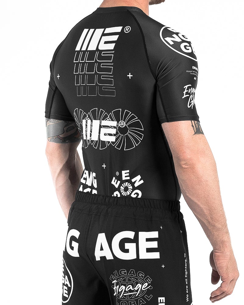 Engage Billboard Short Sleeve Rash Guard - Black