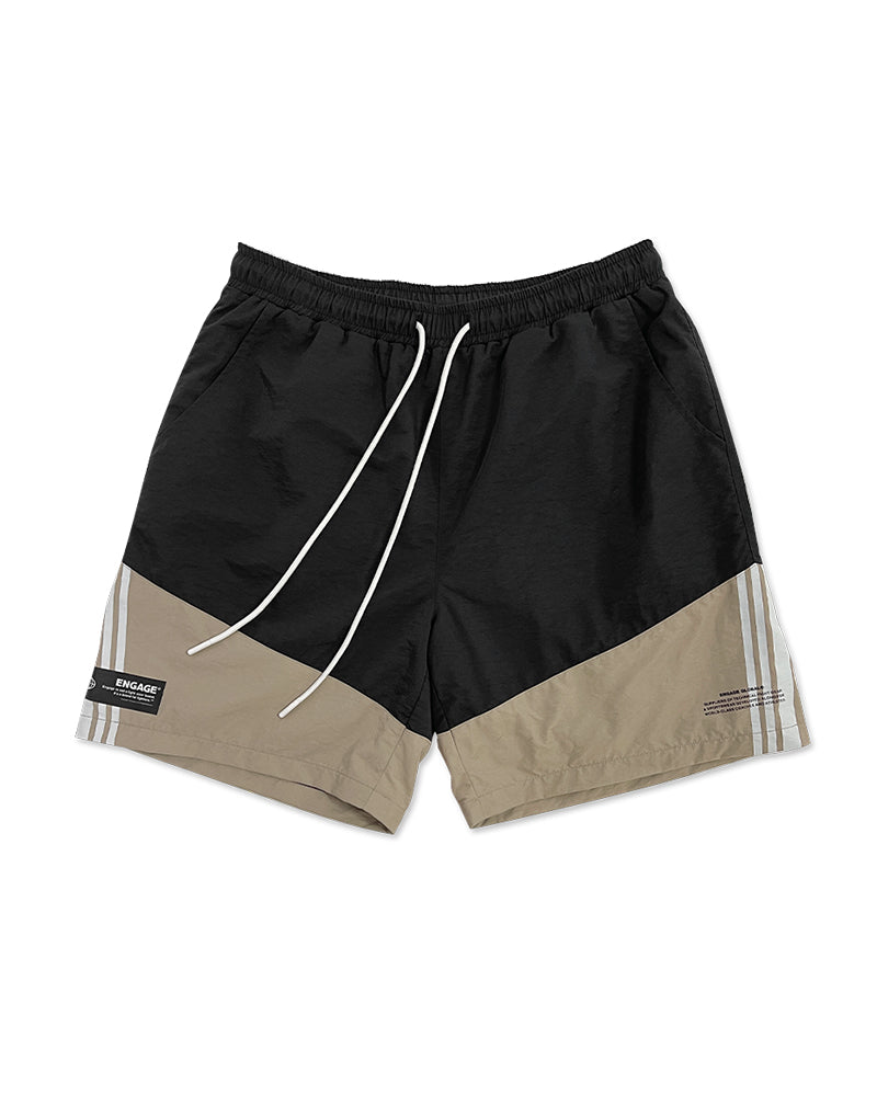 Engage Casual Block Shorts (Black/Tan)
