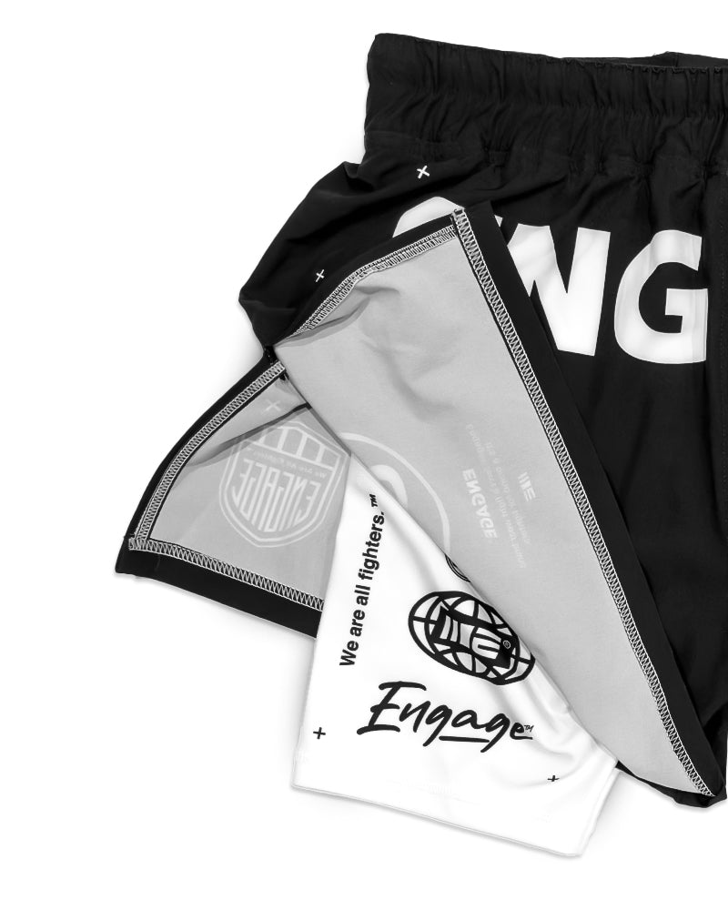 Engage Billboard 2 in 1 Fight Shorts - Black