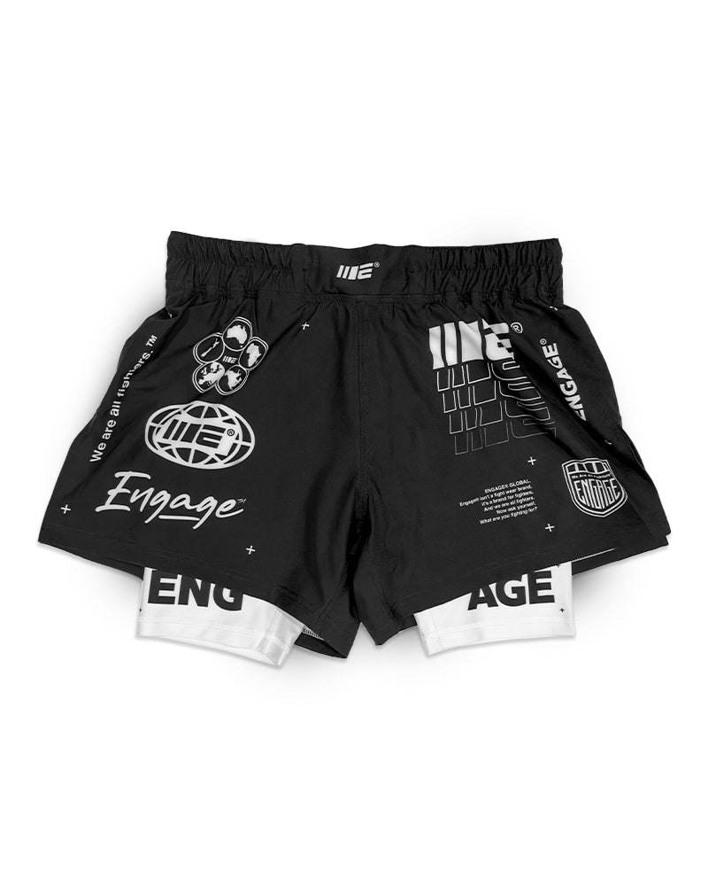 Engage Billboard 2-in-1 Fight Shorts - Black