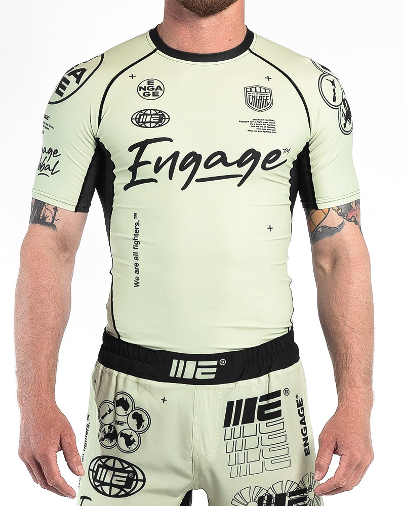 Engage Billboard Short Sleeve Rash Guard - Sand