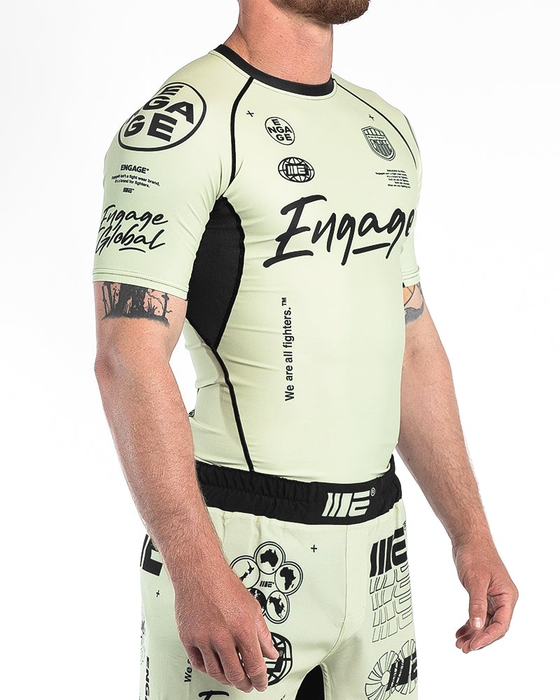 Engage Billboard Short Sleeve Rash Guard - Sand