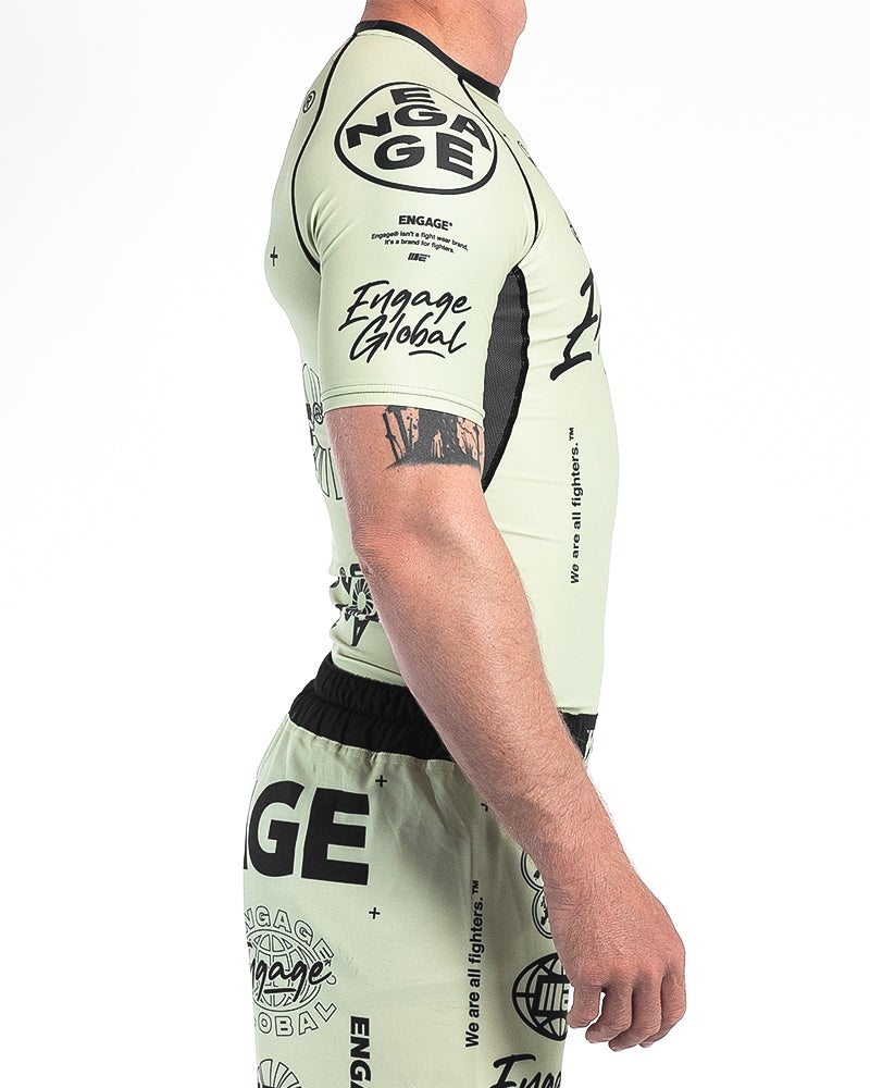 Engage Billboard Short Sleeve Rash Guard - Sand