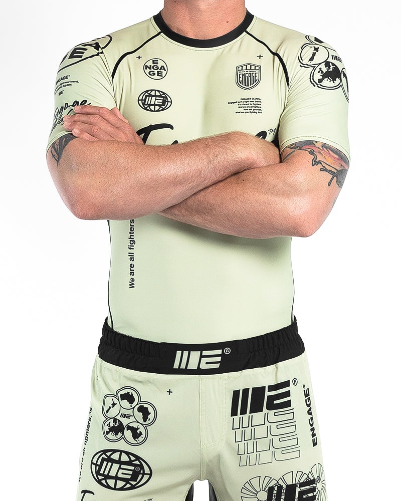 Engage Billboard Short Sleeve Rash Guard - Sand